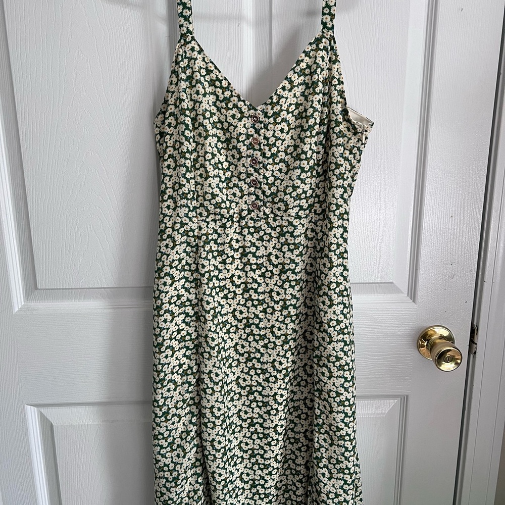 Lulus Darling Daisies Green Floral Print Midi Dress - Size M